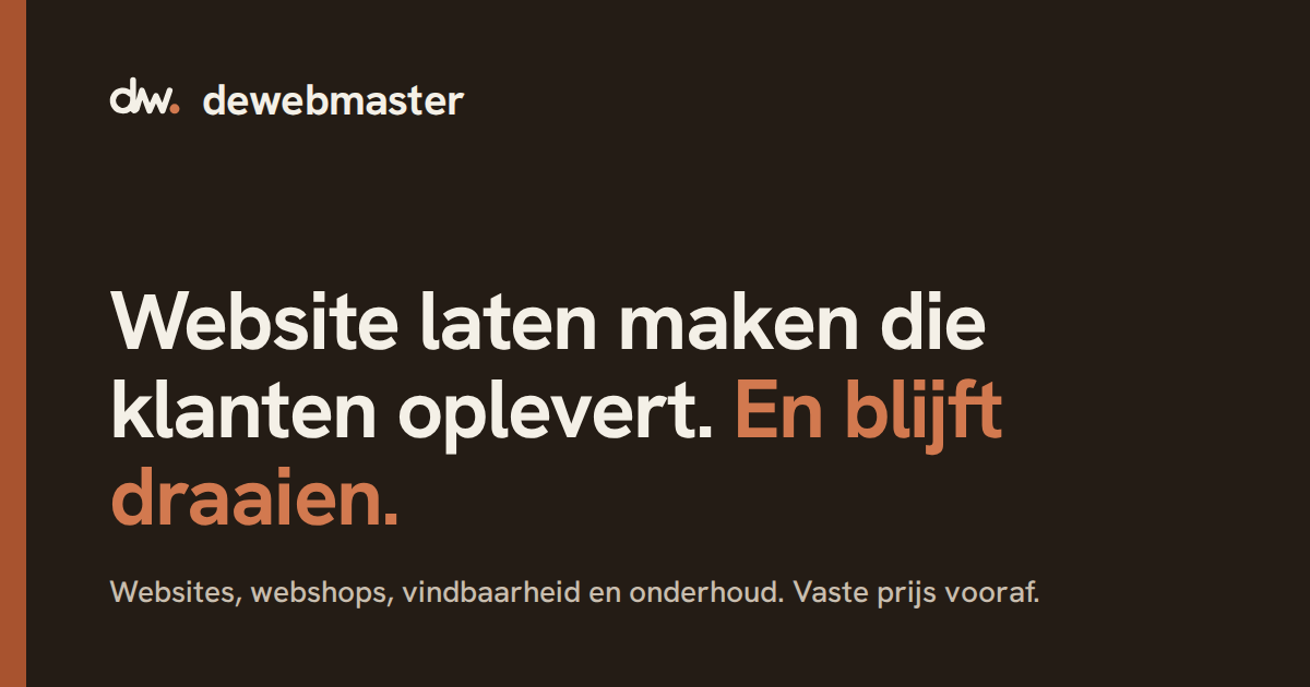 Beeldmerk van DeWebmaster met de naam en slagzin