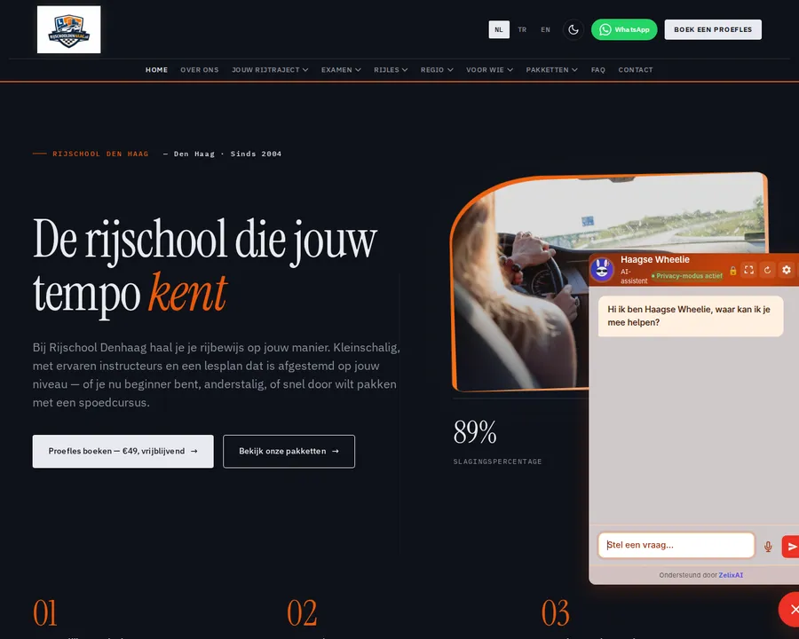 Website van Rijschool Den Haag